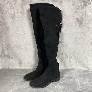 NEW Sun and Stone Over the Knee Allicee Black Suede Boots Size 6.5